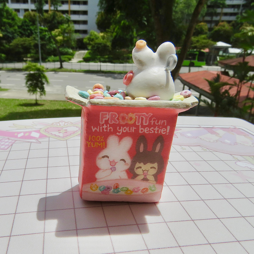 Froot Loops Inspired Bunny Shaker Keychain (Made-to-Order)