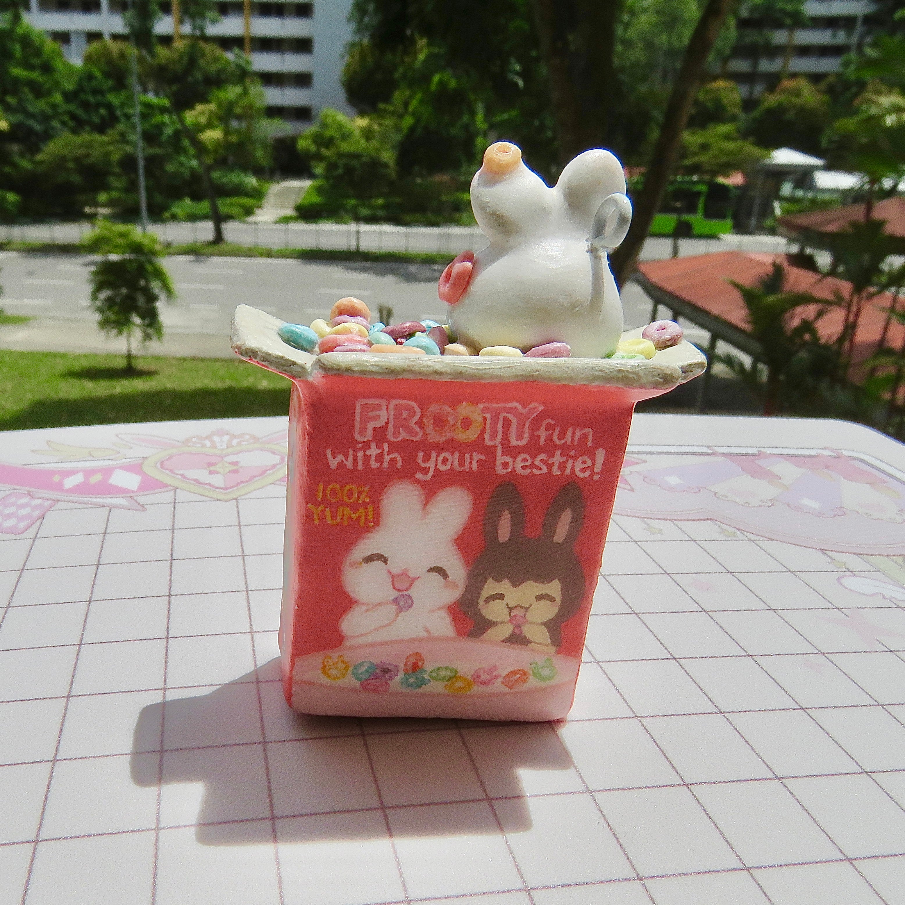 Froot Loops Inspired Bunny Shaker Keychain (Made-to-Order)