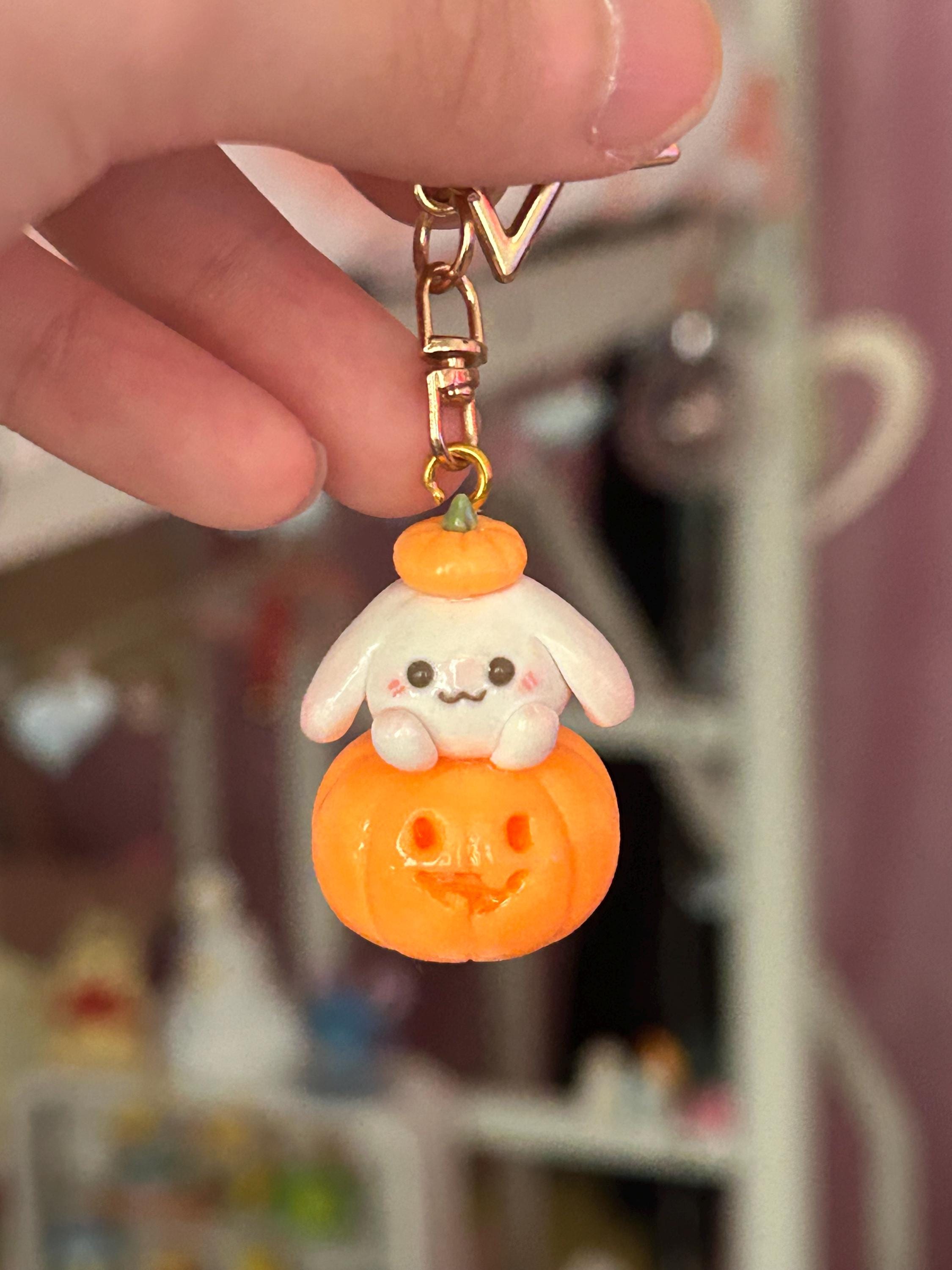 Glow in the dark pumpkin bunny keychain