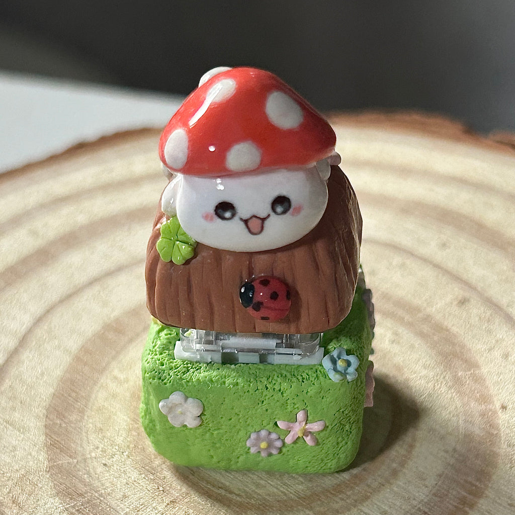 Cotton Mushroom Log Keycap