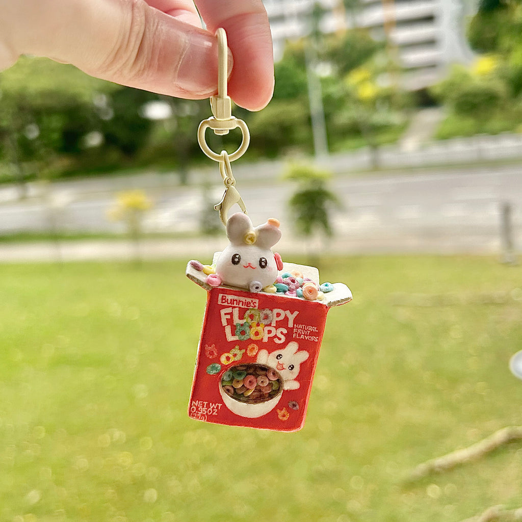 Froot Loops Inspired Bunny Shaker Keychain (Made-to-Order)