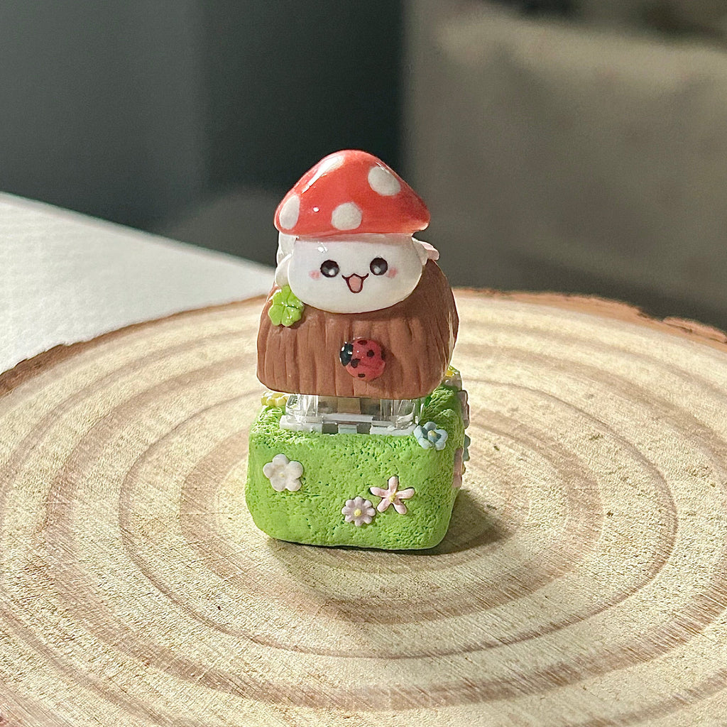 Cotton Mushroom Log Keycap
