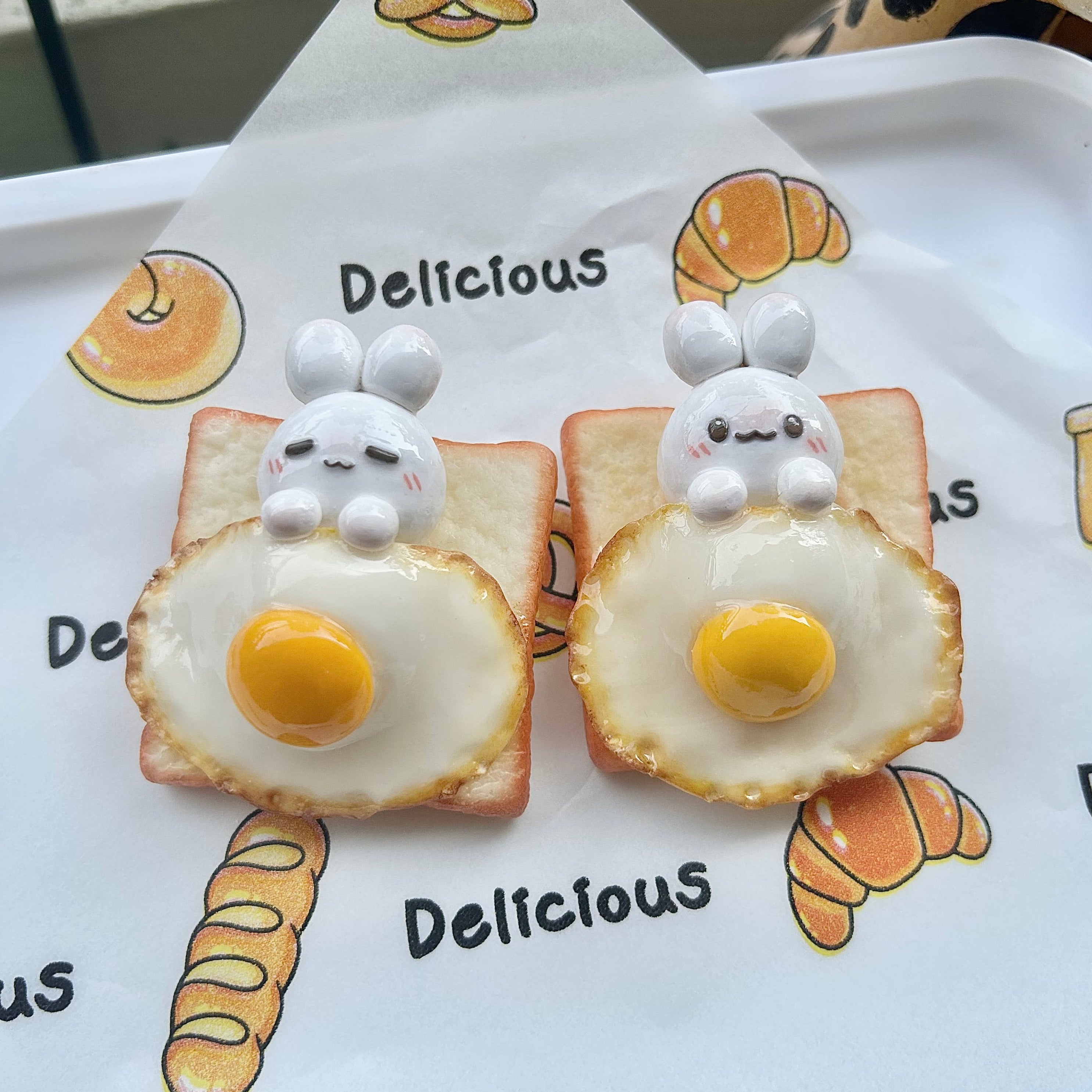 Bunnie Egg Bread/Toast Magnet or Keychain