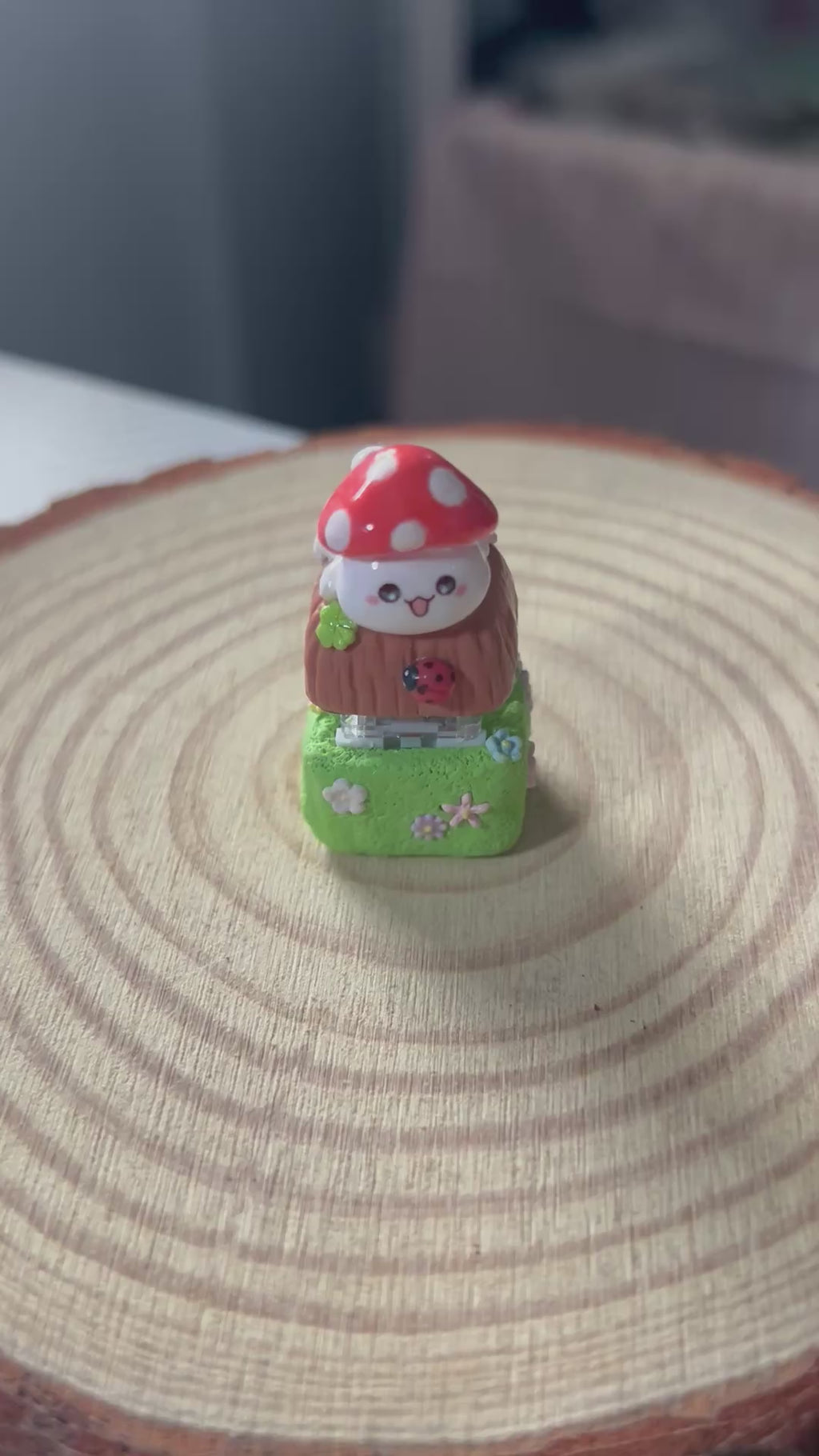 Cotton Mushroom Log Keycap