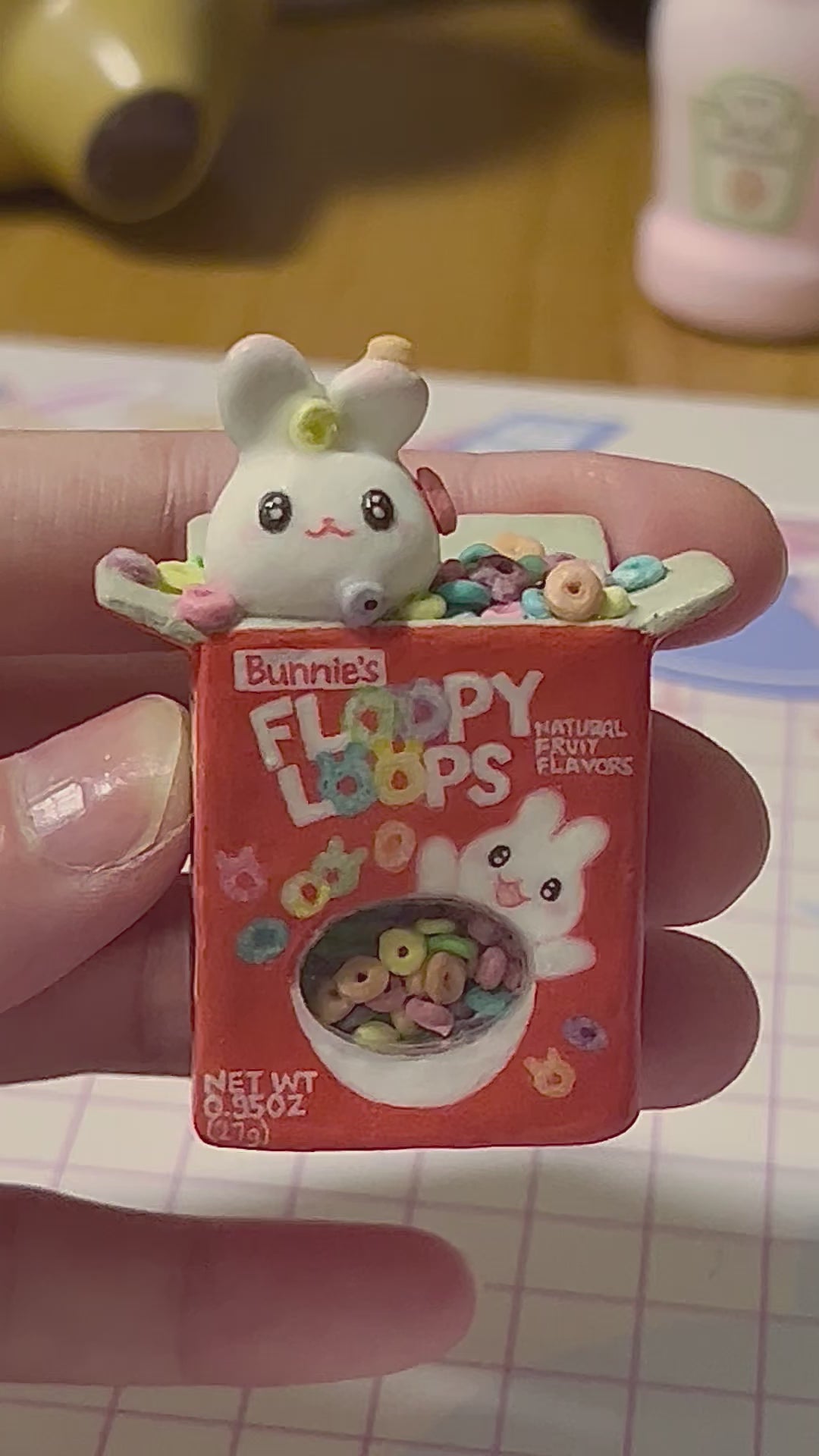 Froot Loops Inspired Bunny Shaker Keychain (Made-to-Order)